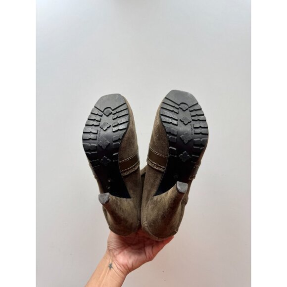 PROENZA SCHOULER Peat Suede Leather Moto Biker Platform Ankle Boots, Size 37.5 - Picture 12 of 16